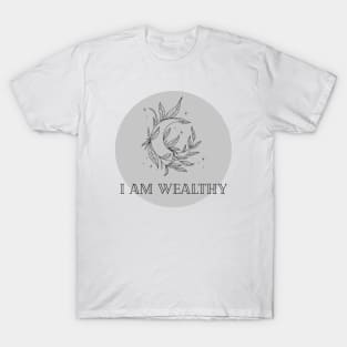 Affirmation Collection - I Am Wealthy (Gray) T-Shirt